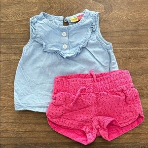 Penelope Mack Sky Blue Top and Hot Pink Shorts Set